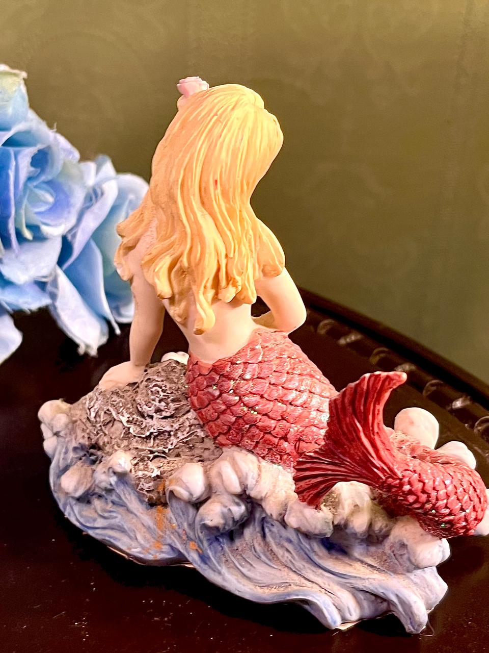 Mermaid with Baby Figurine Pink Tail 5 Inch