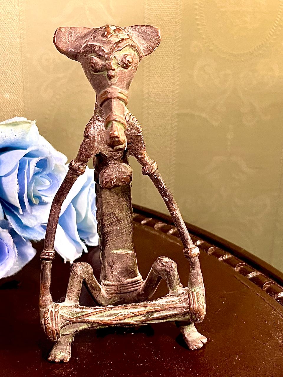 Abstract Seated Figure Sculpture Bronze Tone 6 Inch