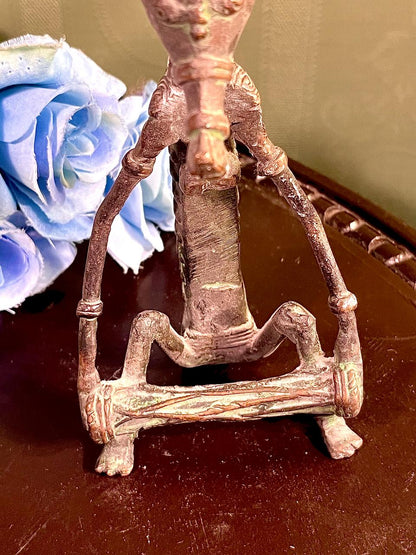 Abstract Seated Figure Sculpture Bronze Tone 6 Inch