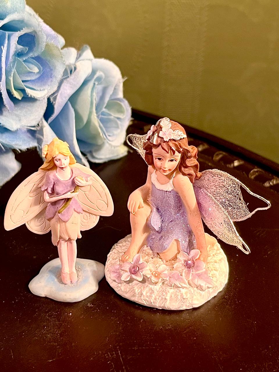 Fairy Figurines Set of 2 Lavender Wings 2.5 Inch