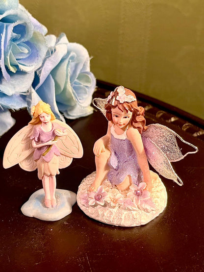 Fairy Figurines Set of 2 Lavender Wings 2.5 Inch