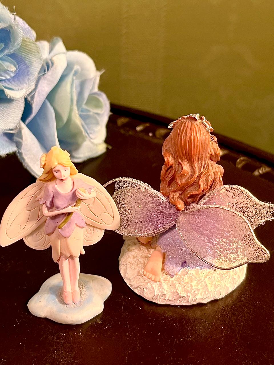 Fairy Figurines Set of 2 Lavender Wings 2.5 Inch