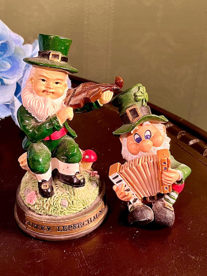 Lucky Leprechaun Musician Figurines Set of 2