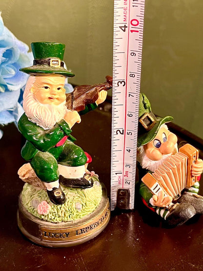 Lucky Leprechaun Musician Figurines Set of 2