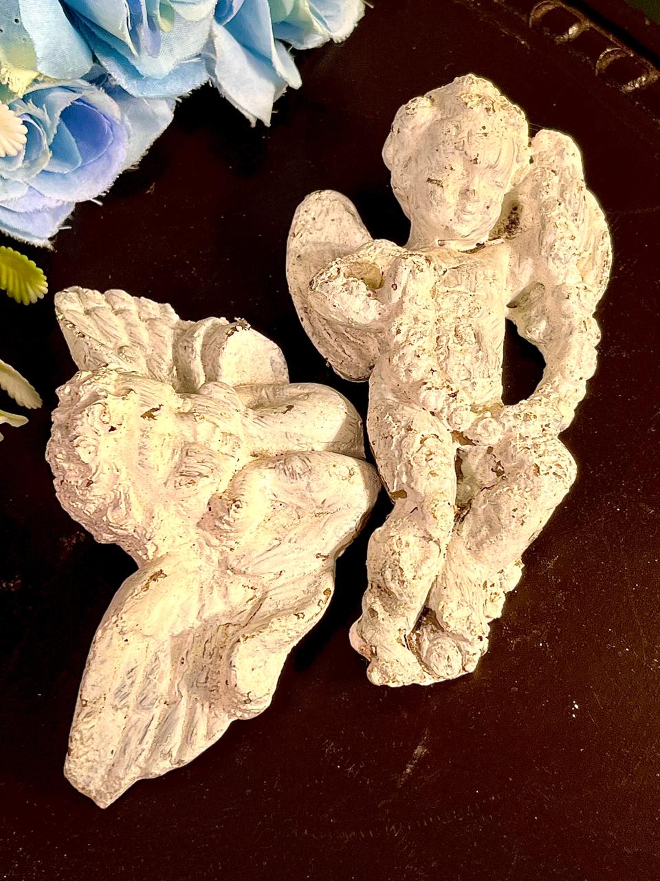 White Cherub Angel Figurines Set of 2, Approx. 5.5 Inches