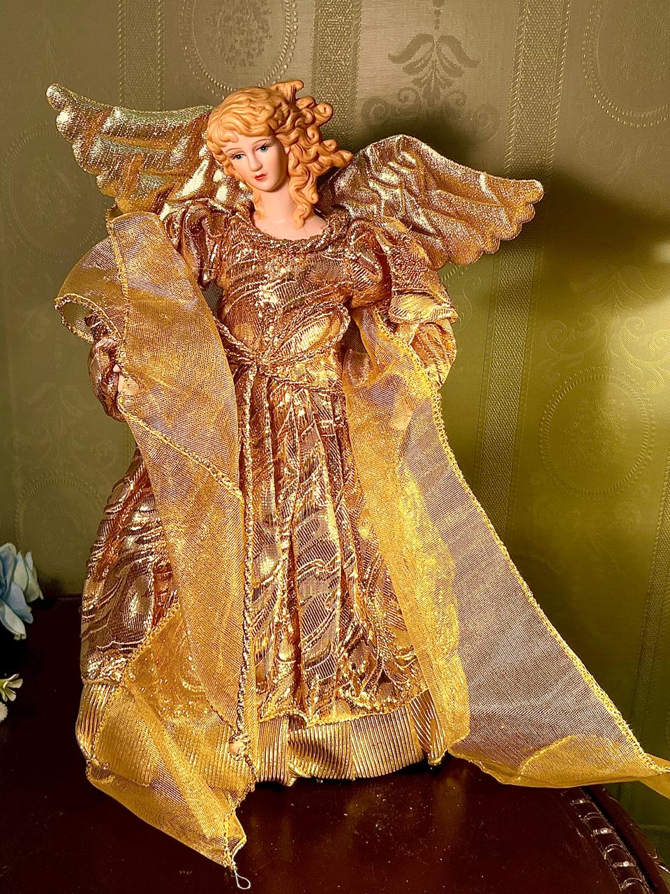Gold Angel Christmas Tree Topper Decoration 12 Inches