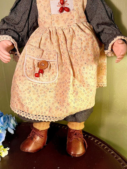 Blonde Decorative Girl Doll with Cream Apron, 20 Inches