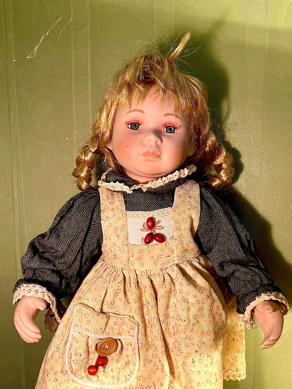 Blonde Decorative Girl Doll with Cream Apron, 20 Inches