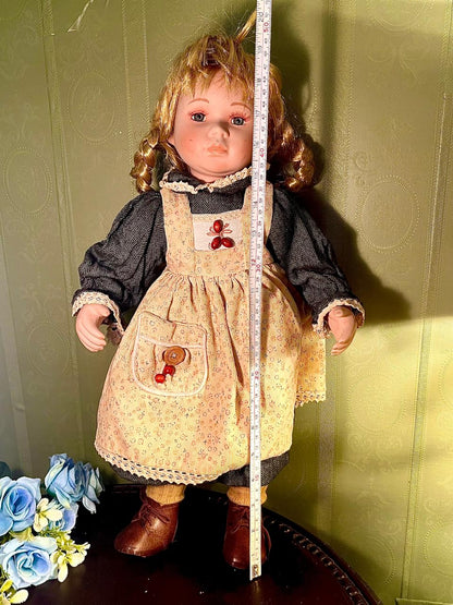 Blonde Decorative Girl Doll with Cream Apron, 20 Inches