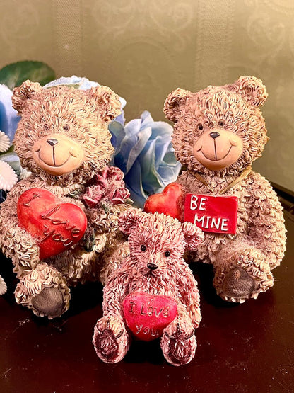 Teddy Bear Love Figurines Set of 3
