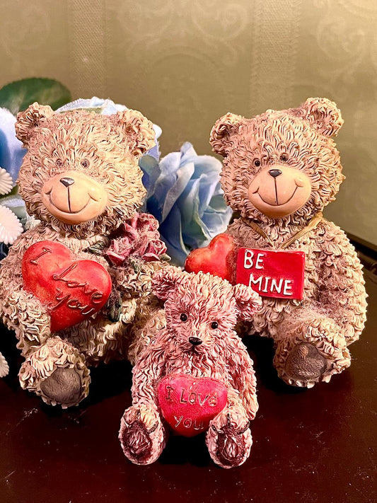 Teddy Bear Love Figurines Set of 3