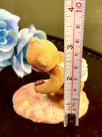 Beach Teddy Bear with Seashell Figurine, Approx. 3 Inches