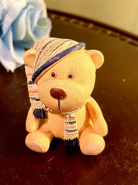 Teddy Bear with Striped Hat and Scarf, Approx. 2.5 Inches