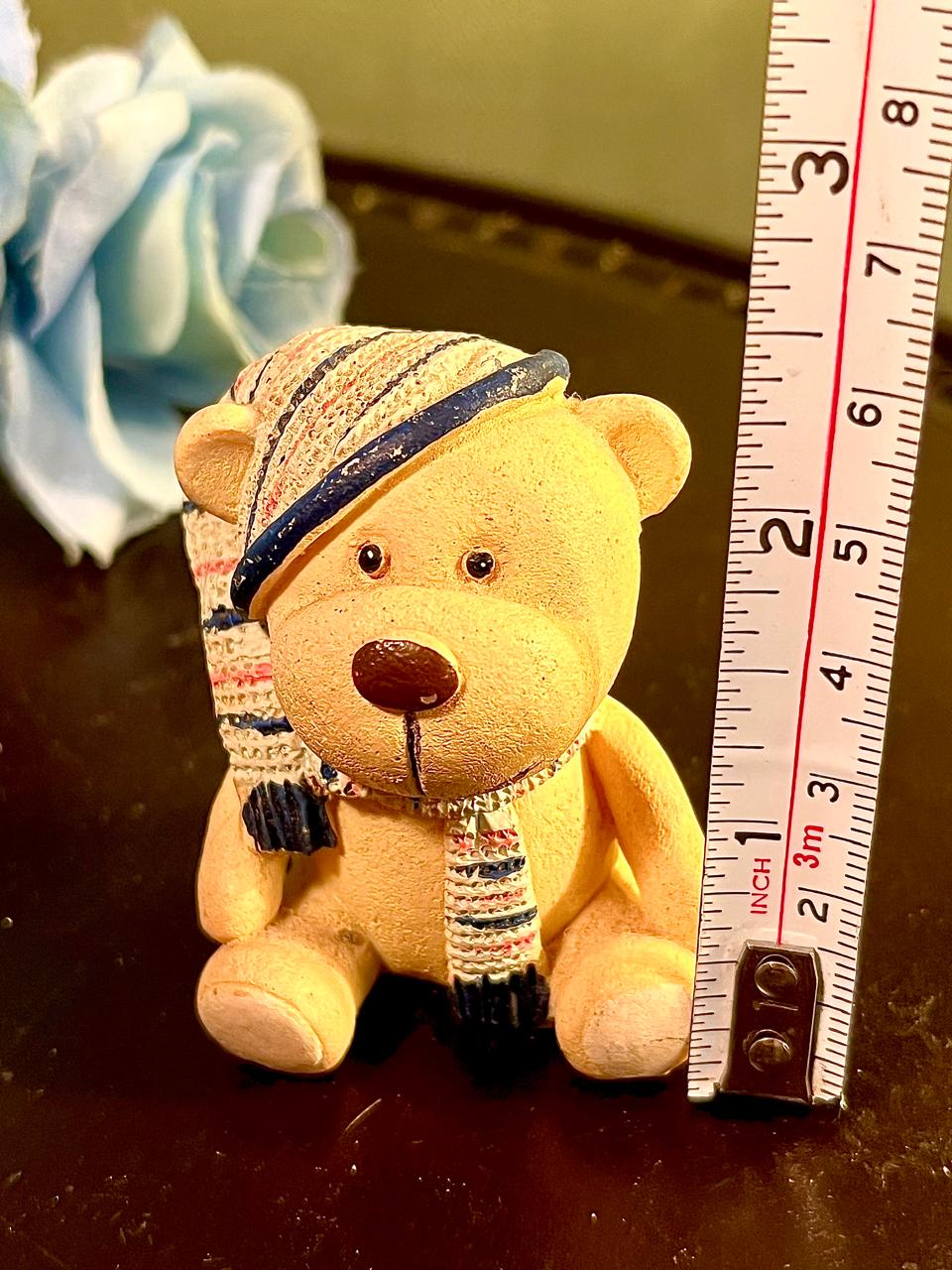 Teddy Bear with Striped Hat and Scarf, Approx. 2.5 Inches