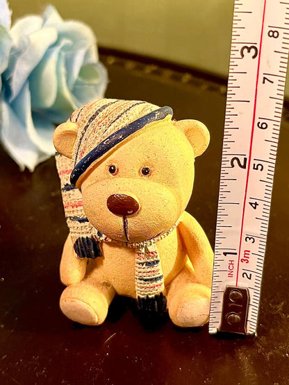 Teddy Bear with Striped Hat and Scarf, Approx. 2.5 Inches