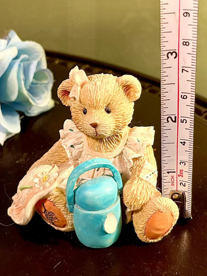 Teddy Bear with Blue Handbag Figurine, Approx. 2.5 Inches