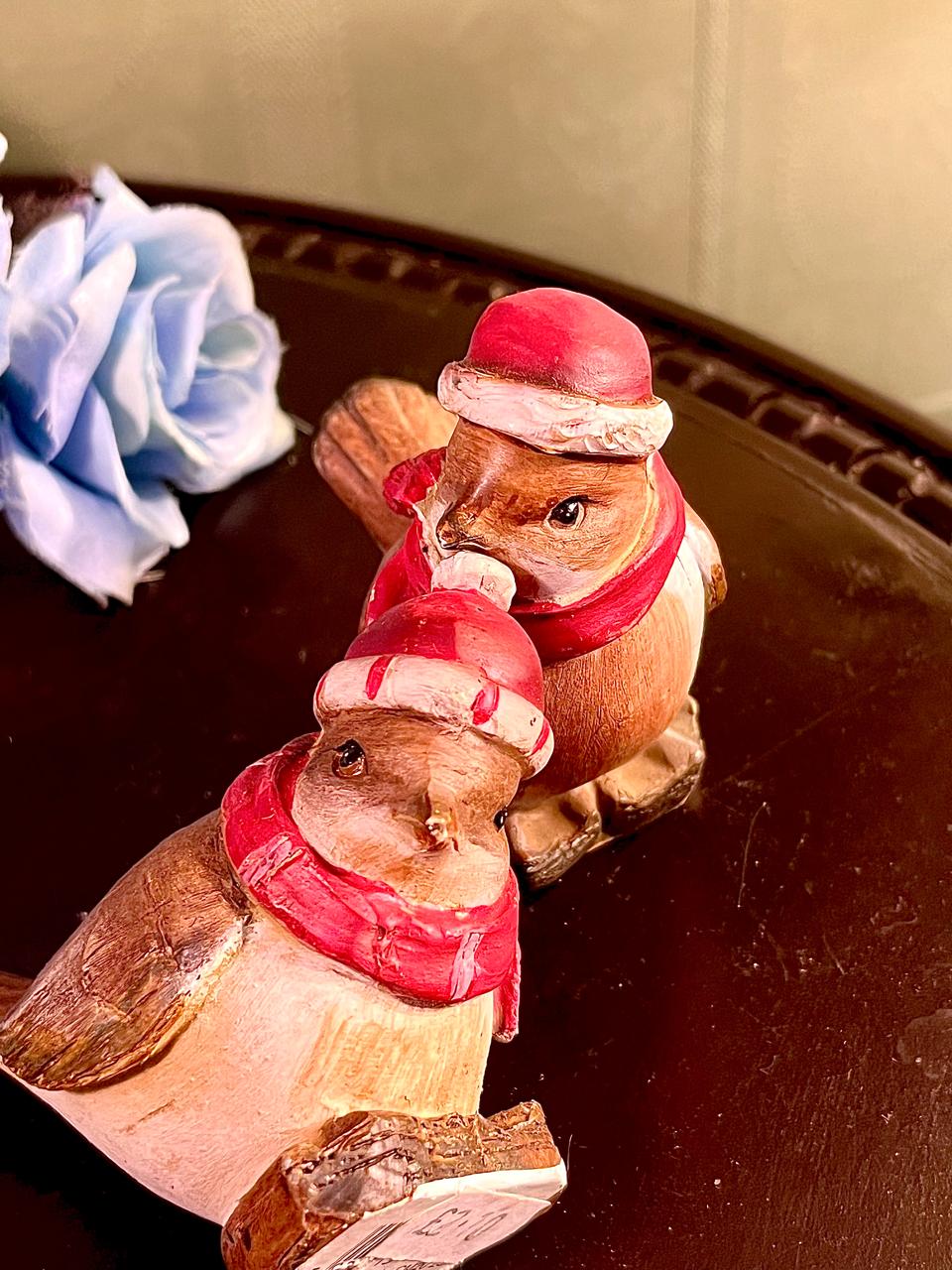 Festive Bird Figurines Set of 2, Approx. 3 Inches