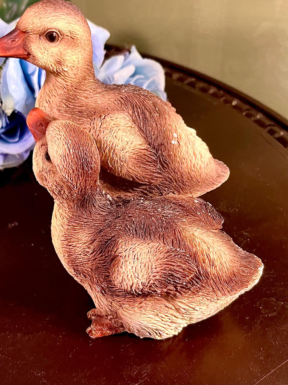 Duck Figurines Set of 2, Brown and Cream, Approx. 4.5 Inches