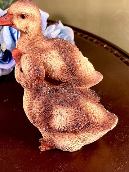 Duck Figurines Set of 2, Brown and Cream, Approx. 4.5 Inches