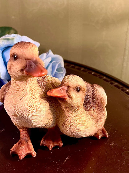 Duck Figurines Set of 2, Brown and Cream, Approx. 4.5 Inches