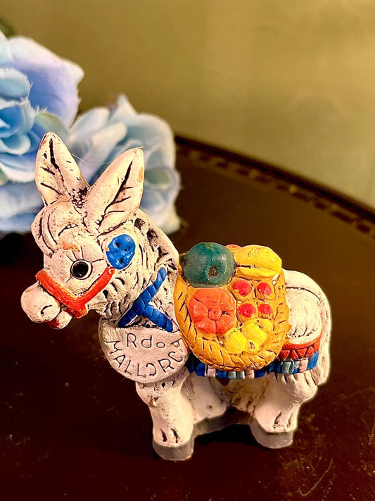 Colourful Donkey Figurine with Saddle, Approx. 3.5 Inches
