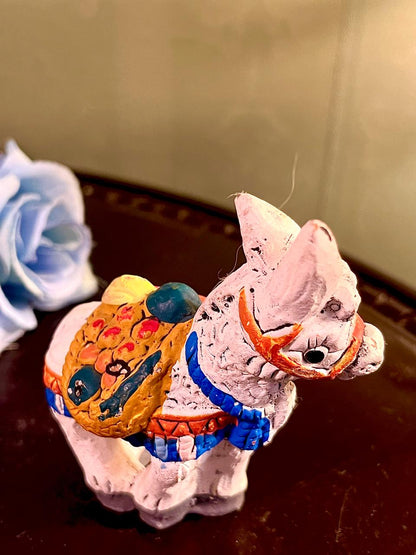 Colourful Donkey Figurine with Saddle, Approx. 3.5 Inches