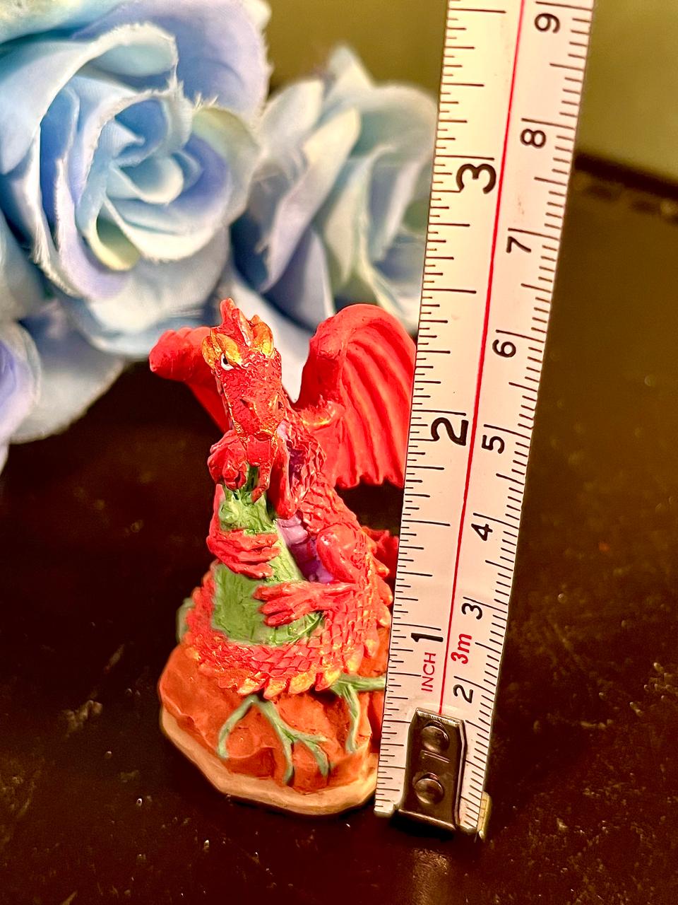 Red Dragon Figurine on Rocky Base, Approx. 3 Inches