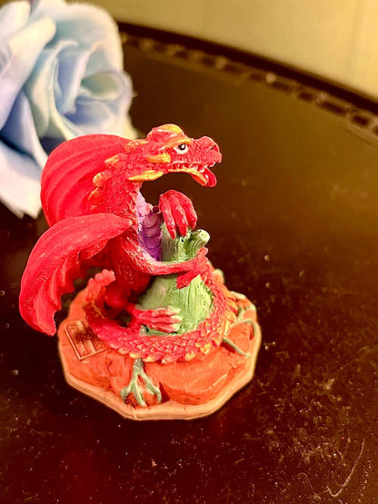 Red Dragon Figurine on Rocky Base, Approx. 3 Inches