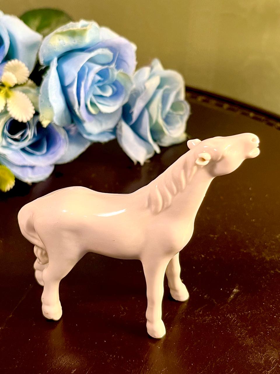 White Horse Figurine with Glossy Finish, Approx. 3.5 Inches