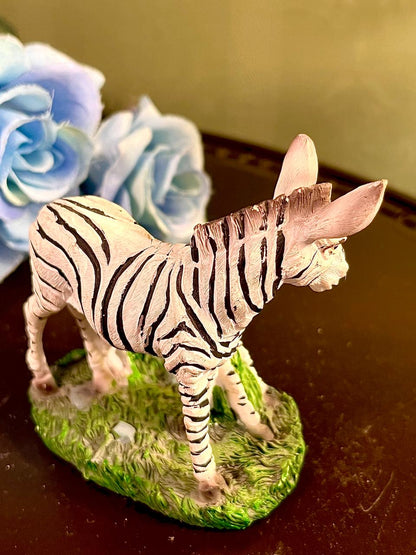 Zebra Pair Figurine on Green Base, Approx. 3.5 Inches