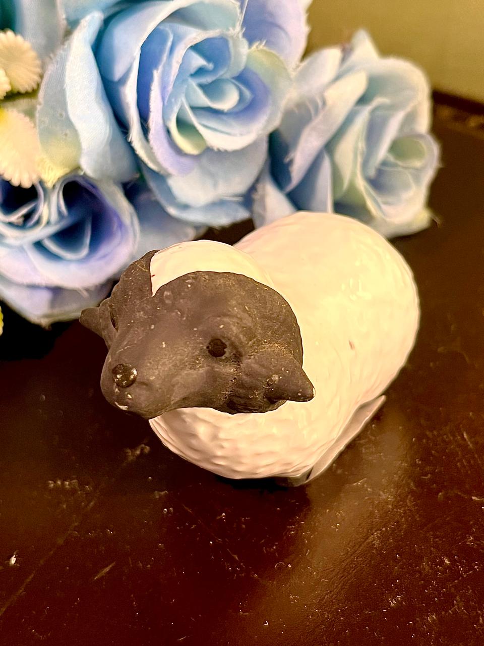 Black-Faced White Sheep Figurine, Approx. 2 Inches