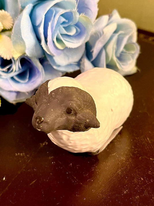 Black-Faced White Sheep Figurine, Approx. 2 Inches