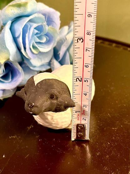 Black-Faced White Sheep Figurine, Approx. 2 Inches