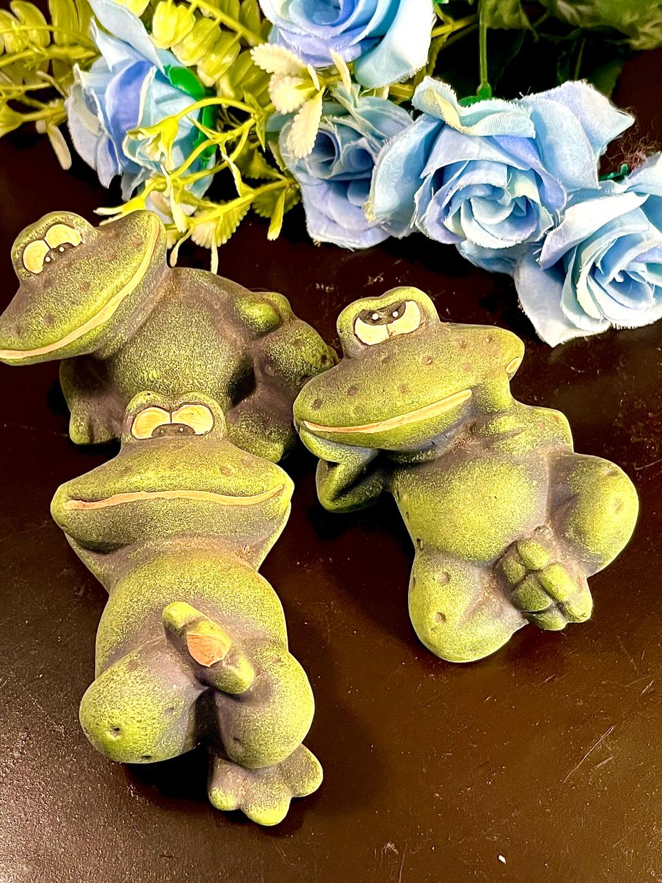 Set of 3 Frog Figurines Home Decor 4 inches