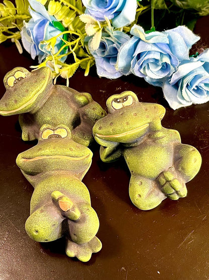 Set of 3 Frog Figurines Home Decor 4 inches