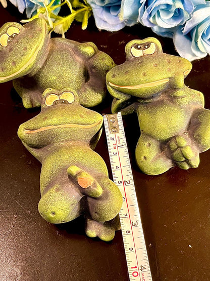 Set of 3 Frog Figurines Home Decor 4 inches