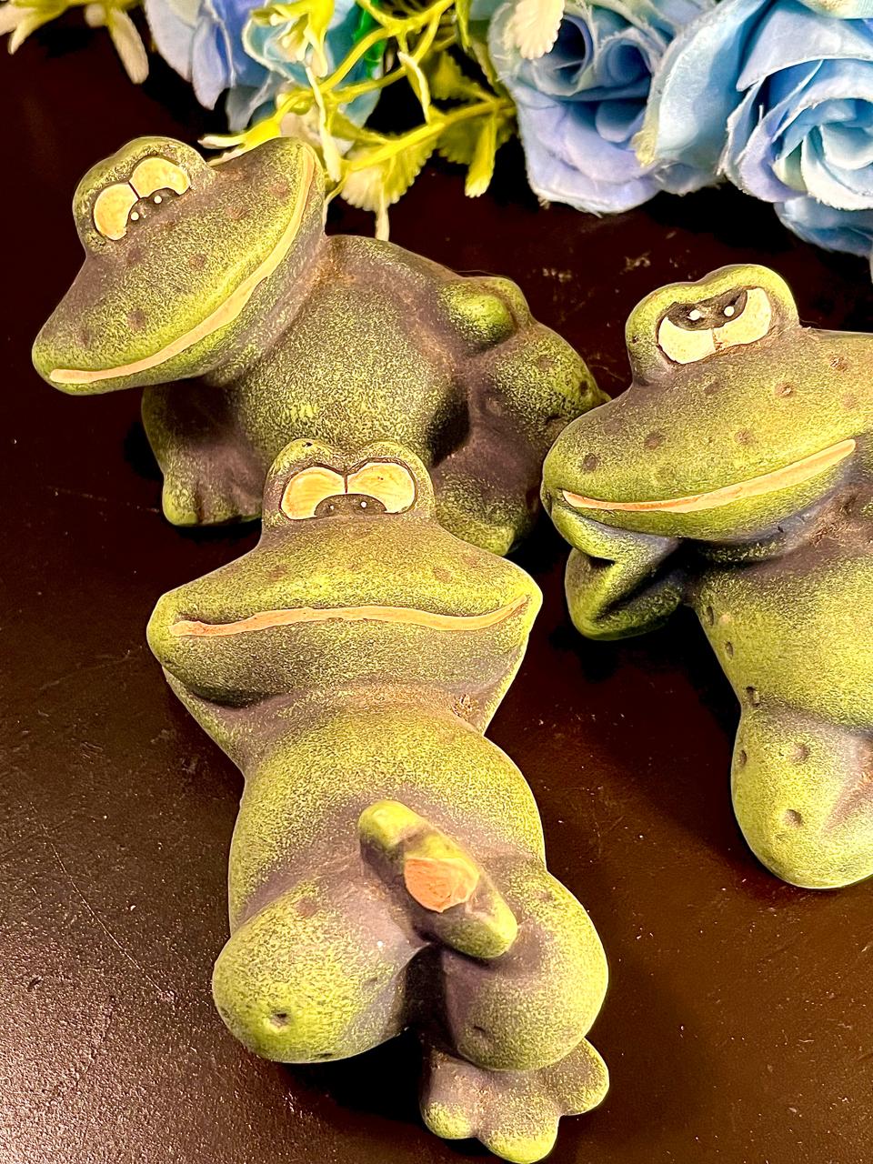 Set of 3 Frog Figurines Home Decor 4 inches
