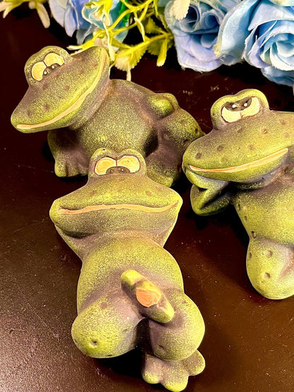 Set of 3 Frog Figurines Home Decor 4 inches