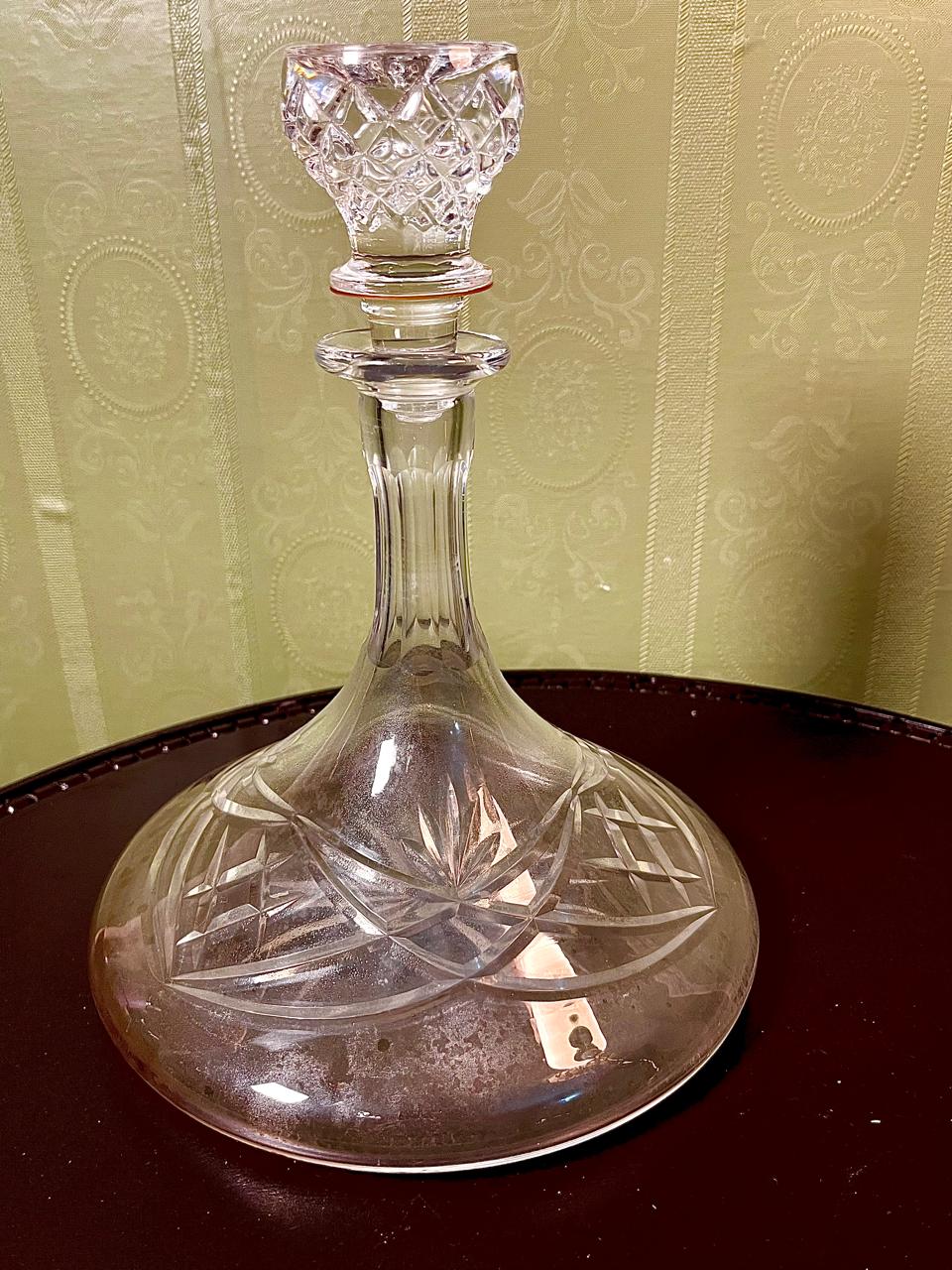 Vintage Crystal Decanter with Stopper Clear Crystal 24cm