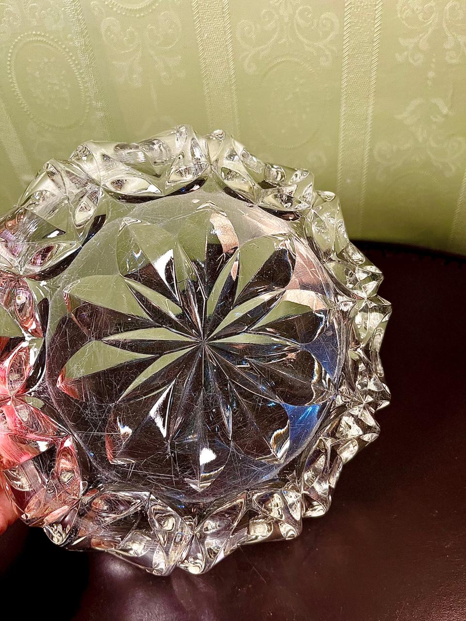 Large Crystal Floral Serving Bowl Clear Crystal 23cm
