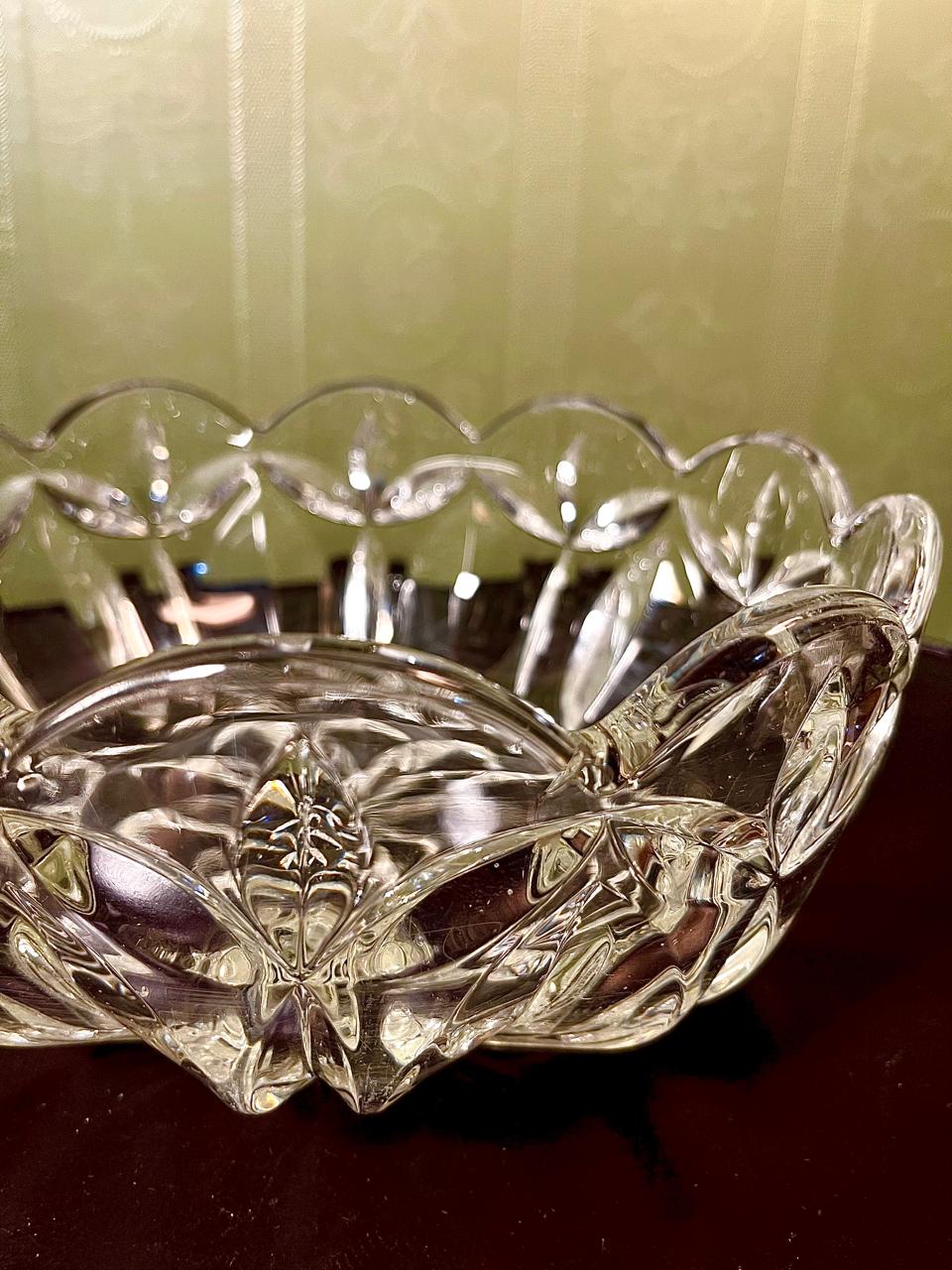 Large Crystal Floral Serving Bowl Clear Crystal 23cm