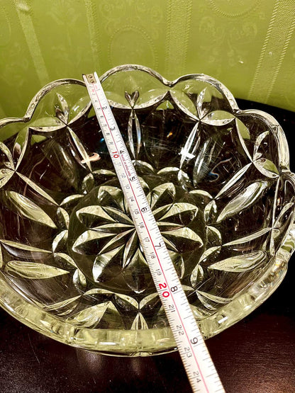 Large Crystal Floral Serving Bowl Clear Crystal 23cm