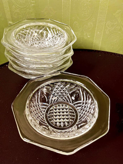 Vintage Crystal Dessert Bowl Set Clear Crystal 6 Piece 15cm