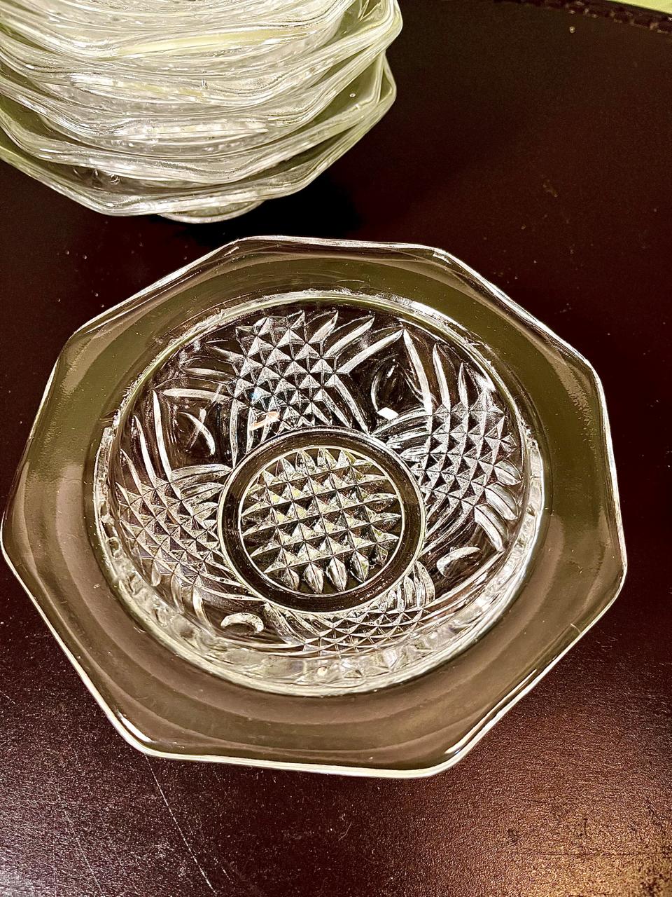 Vintage Crystal Dessert Bowl Set Clear Crystal 6 Piece 15cm