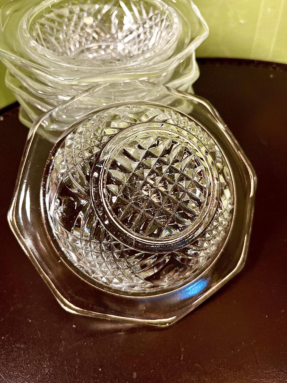 Vintage Crystal Dessert Bowl Set Clear Crystal 6 Piece 15cm