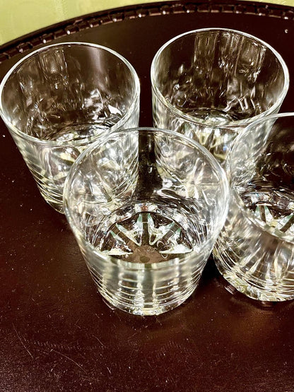 Vintage Crystal Tumblers Glasses Clear Crystal 4 Piece Set 10cm
