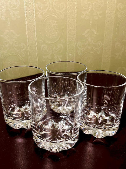 Vintage Crystal Tumblers Glasses Clear Crystal 4 Piece Set 10cm