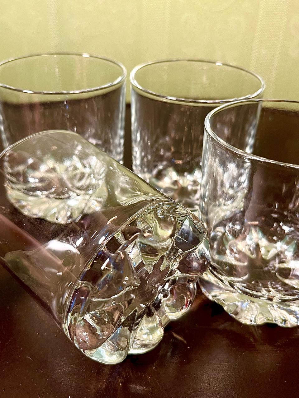 Vintage Crystal Tumblers Glasses Clear Crystal 4 Piece Set 10cm