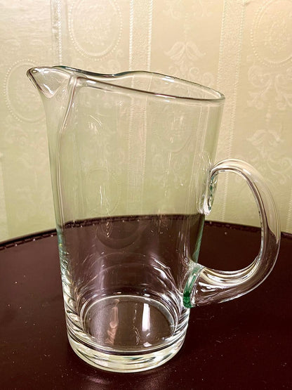 Vintage Clear Crystal Water Jug with Curved Handle 19cm