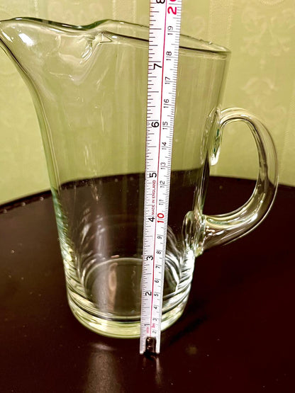 Vintage Clear Crystal Water Jug with Curved Handle 19cm